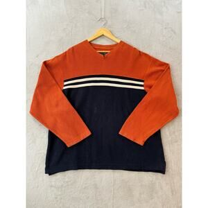 Abercrombie & Fitch Men’s XL Orange Blue Muscle Moose V-Neck Pullover Sweater